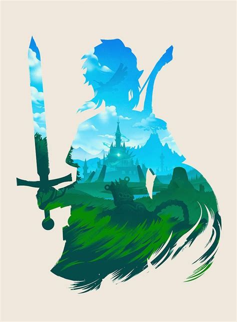 Breath Of The Wild Art Print Zelda Poster Design Silhouette Etsy In