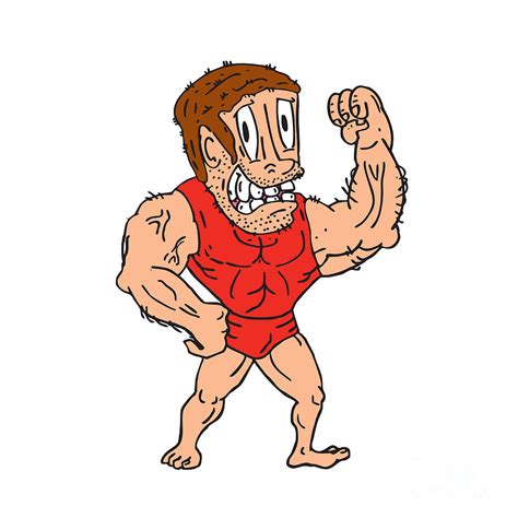 Bodybuilder Flexing Muscles Cartoon Digital Art By Aloysius Patrimonio