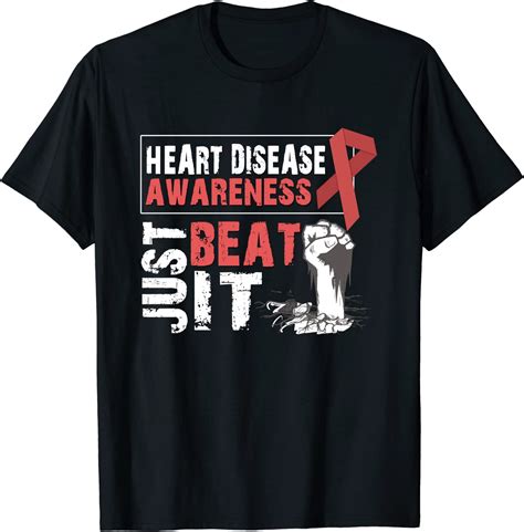 Heart Disease Awareness T Shirts Ribbon Just Beat It Clothing