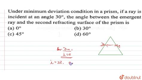 Under Minimum Deviation Condition In A Prism If A Ray Is Incident At