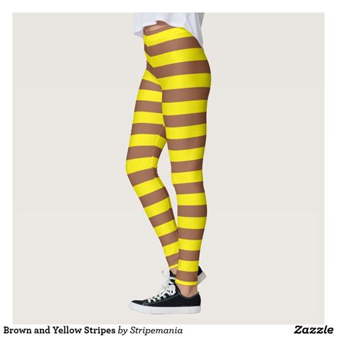 Brown And Yellow Stripes Leggings Zazzle Striped Leggings Womens