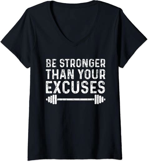 Womens Be Stronger Than Your Excuses Workout V Neck T Shirt Amazon