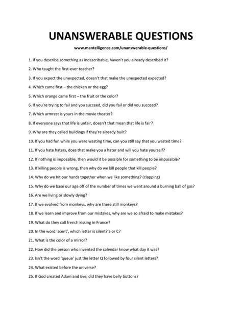 39 Great Unanswerable Questions Ask And Get An Actual Answer Or Not