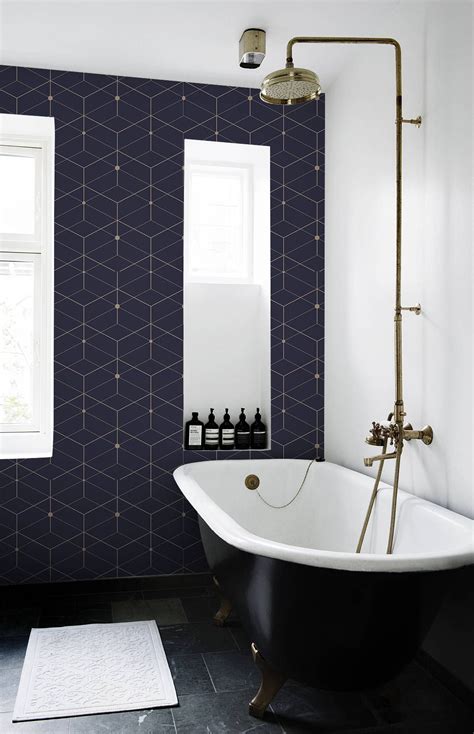 Dark Geometry Removable Wallpaper Traditional White