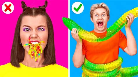 Gummy Food Vs Real Food Challenge Last To Stop Wins Eating Giant Candy By 123 Go Food Youtube