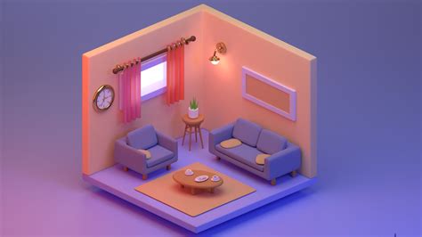 Artstation Blender Isometric Living Room