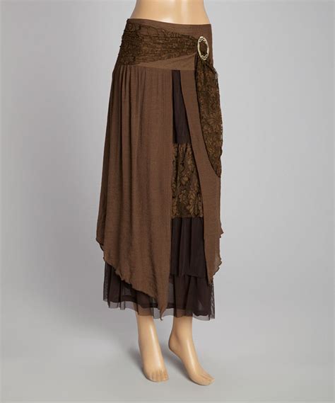 Coffee Floral Trim Linen Blend Maxi Skirt Zulily Love This One