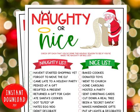 Holiday Office Party Naughty Or Nice Game Fun Xmas Games Etsy