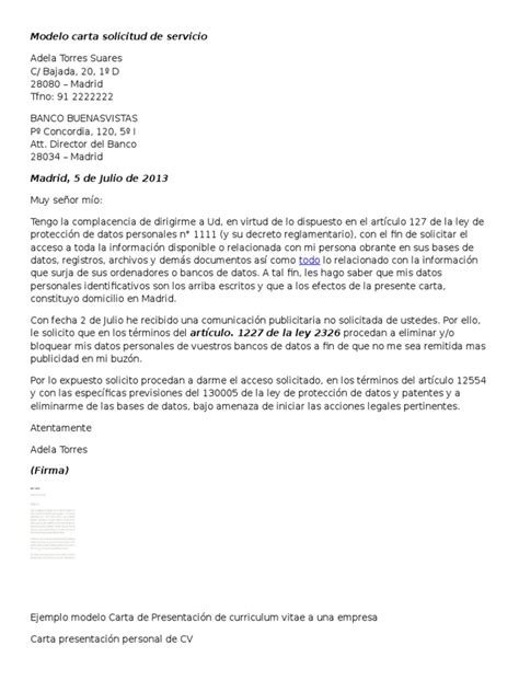 Modelo Carta Solicitud De Servicio Pdf Recursos Humanos Madrid
