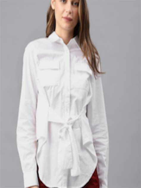 Buy French Connection Women White Regular Fit Solid Casual Shirt