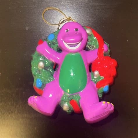 Kurt Adler Holiday Barney Christmas Ornament Purple Dinosaur Wreath
