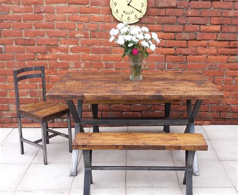 Rustic Dining Table Industrial Chic With X By Redcottagefurniture