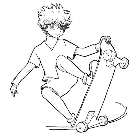 Killua Skateboard Coloring Page Anime Coloring Pages Porn Sex Picture