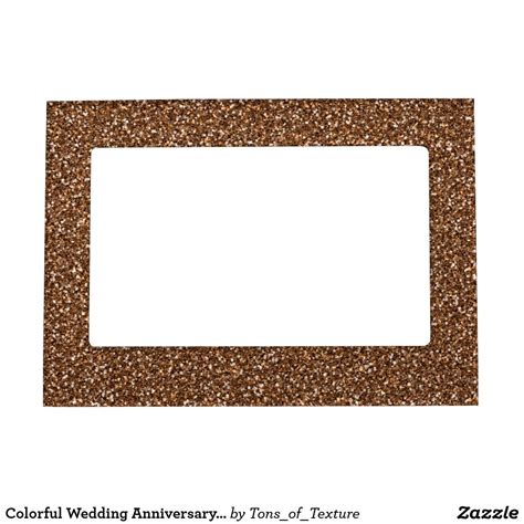 Colorful Wedding Anniversary Brown Tan Glitter Magnetic Frame