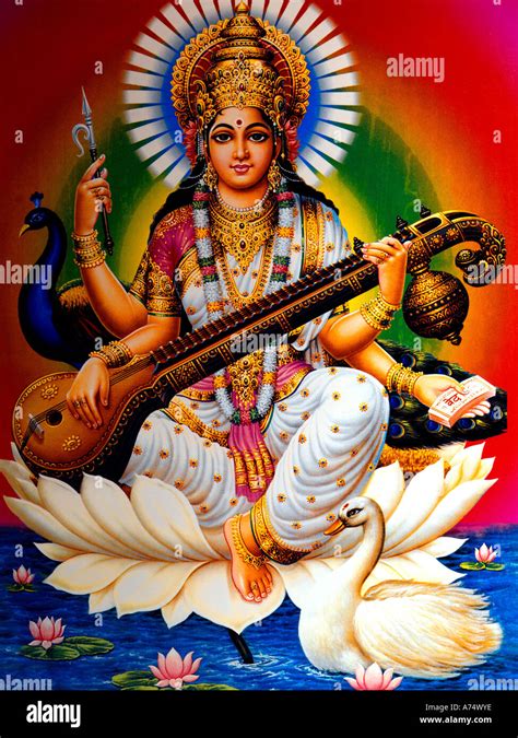 Saraswati Hindu Göttin des Lernens Weisheit Musik und Kunst
