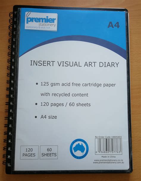 Premier Insert Visual Art Diary A4 120 Pages Premier Stationery