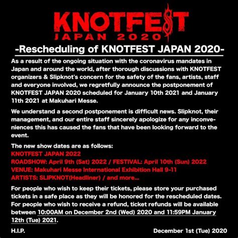 A sua opinião é muito importante para outros clientes que querem. KnotFest Japan 2022 - 09/04/2022 (2 jours) - Chiba - Japon ...