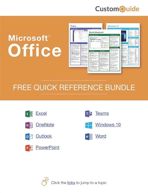 Microsoft Office 2019 Free Reference Card Bundle Free Customguide Kit