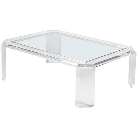 Lucite And Glass Coffee Table By Le Prismatiques At 1stdibs