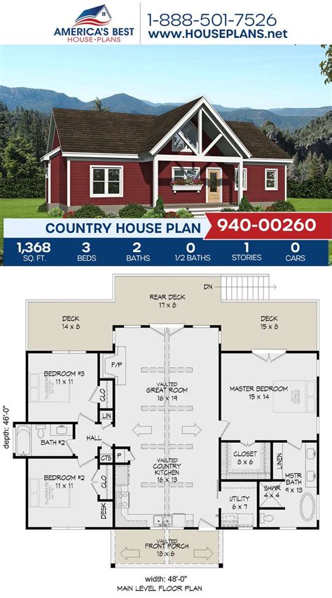 House Plan 940 00260 Country Plan 1368 Square Feet 3 Bedrooms 2