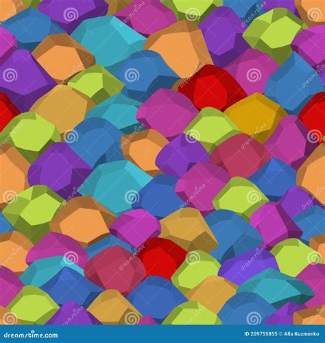 Seamless Pattern With Cartoon Stones Rock Stones Colorful Boulders