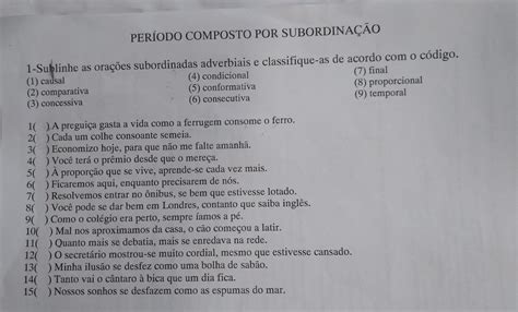 Classifique As Orações Adverbiais