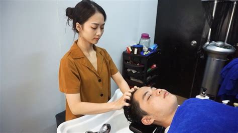 Vietnam Barbershop Asmr Massage Face Wash Hair With Beautiful Girl Mshuong At Viethuong Salon