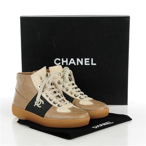Explore the full range of fashion shoes and find your favorite pieces on the chanel website. CHANEL Calfskin Quilted Hightop Tennis Shoes 35.5 Light ...
