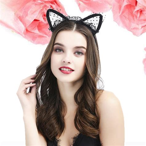 buy halloween headband lace cat ears accessory hair band party favors decoration costume props