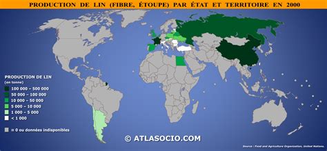 Carte Du Monde Production De Lin Fibre Toupe Par Tat Atlasocio 79360