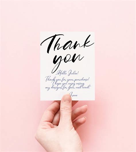 Editable Thank You Card With Personalised Handwritten Note Etsy In
