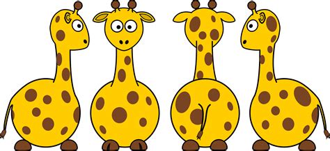 Clipart Cartoon Giraffe Front Back And Side Views