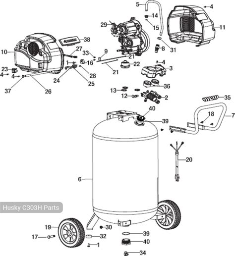 Husky 30 Gallon Air Compressor C303h 175 Psi Parts