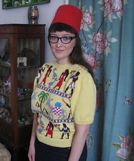 About 4 evenings, depending on your knitting speed knit the pouf as per the knitting pattern given above. Ravelry: Egyptian Fair Isle Jumper pattern by Weldons