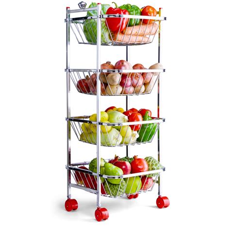 Buy Limetro Steel Stainless Steel Fruit And Vegetable 4 Stand Kitchen
