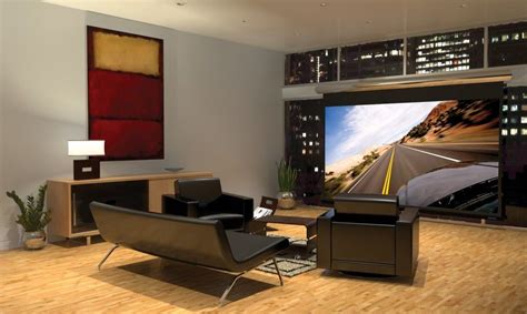 Home Design Modern Home Theater Room With 70 Inch Tv And Minimalist