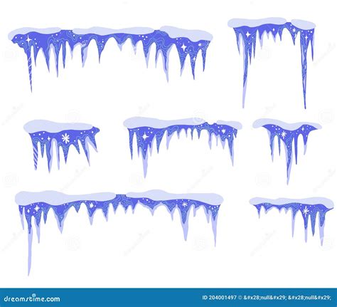 Snow And Ice Vector Frameswinter Cartoon Caps Snowdrifts And Icicles