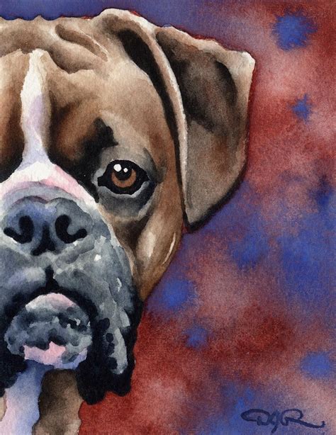 Boxer Art Print By Watercolor Artist Dj Rogers Etsy Boxer Dogs Art