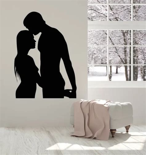 VINYL WALL DECAL Nude Couple Silhouette Love Naked Woman Man Stickers