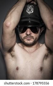 Sexy Police Naked Man Cap Glasses Stock Photo Shutterstock