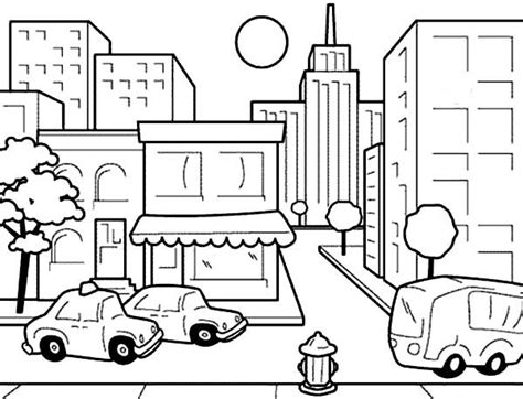 Drawing City Scenes Coloring Page For Kids Drawing City Scenes