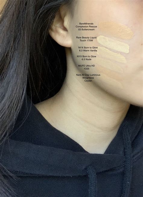 Swatches Of 20 Foundations And Concealers In Different Lighting On My