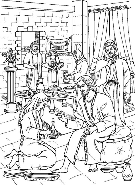 Coloring Page Anointing The Feet Of Jesus Keresztény Színező