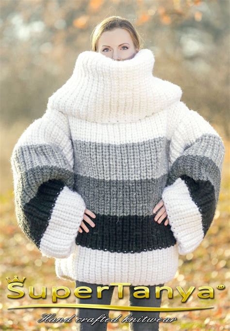 Huge Oversized Striped Wool Sweater Supertanya Etsy Oversized