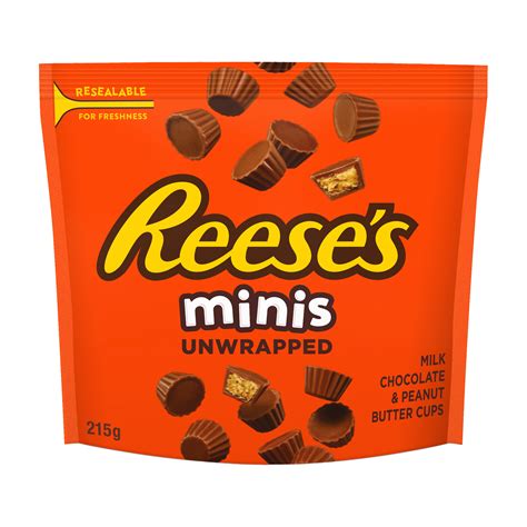 Buy Reeses Mini Unwrapped Chocolate Peanut Butter Cups 215g Online In