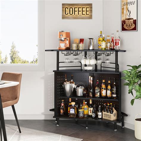 Tribesigns Smart Bar Unit With Led Lights 3 Tier Liquor Bar Table