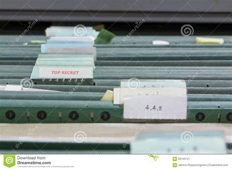 Close Up File Folders In A Filing Cabinet Stock Image Image Of