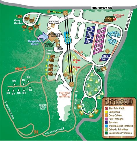 Site Map Falls Creek Cabins And Campground