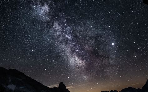 Download 3840x2400 Wallpaper Valley Mountain Night Starry Sky 4k