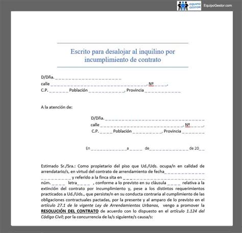 Carta Para Desalojar Inquilino